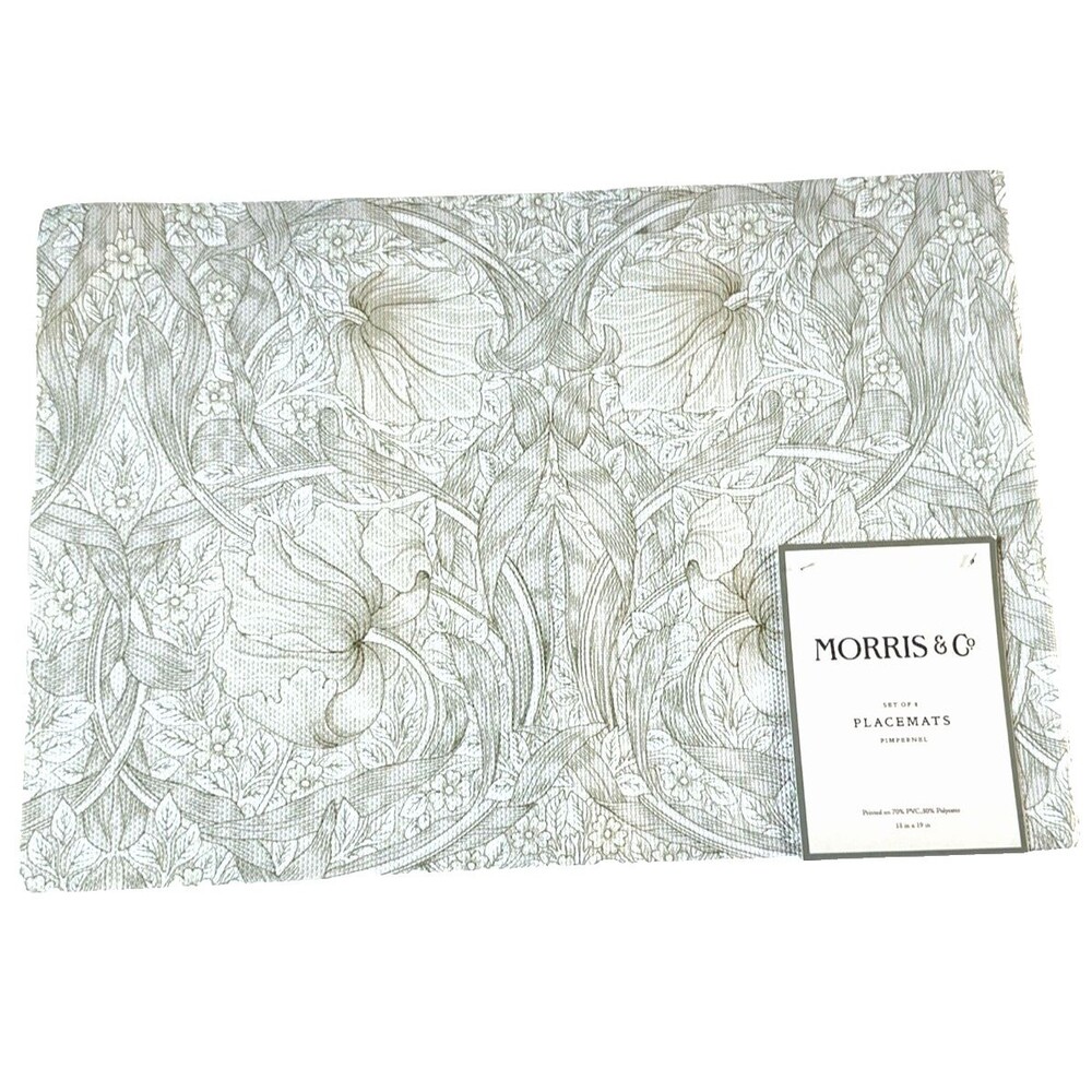 Morris & Co Pimpernel Placemats Set of 8 PVC Polyester English Garden Wipe Clean